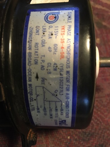 BROAD -OCEAN YKTS -35-4-50L 115V 60Hz 42W 0.70A 4P CL:B LRA 1.08A Motor - Picture 2 of 7