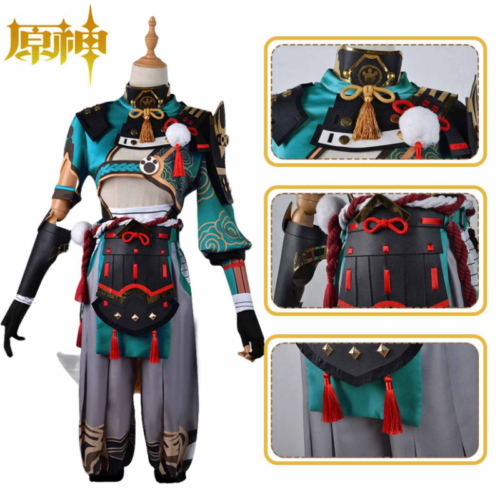 Game Genshin Impact Gorou Anime Suit Men's Cosplay Costumes Jumpsuit Props Tails - Picture 12 of 26