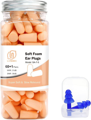 LYSIAN Flesh Color Foam Ear Plugs for Sleeping - 60 Pairs 38Db SNR Noise