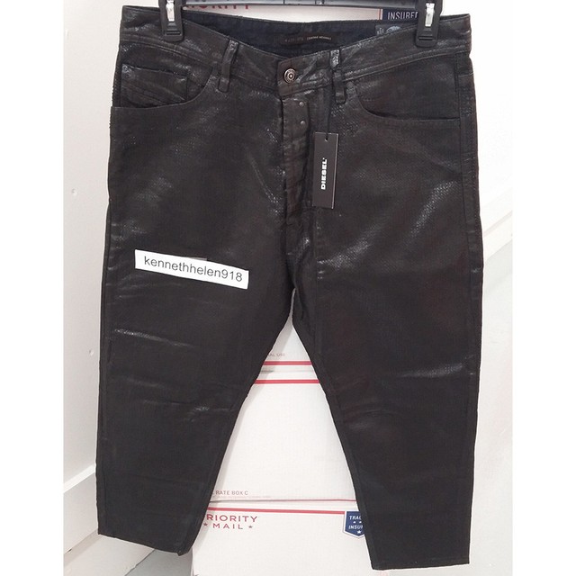 DIESEL LIMITED EDITION NARROT 0859T WAXED DENIM JEANS BLACK MENS SIZE