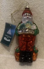St Nicholas Square SANTA CLAUS PLANT DAD Gardening Glass Ornament 5 1/2" - NWT