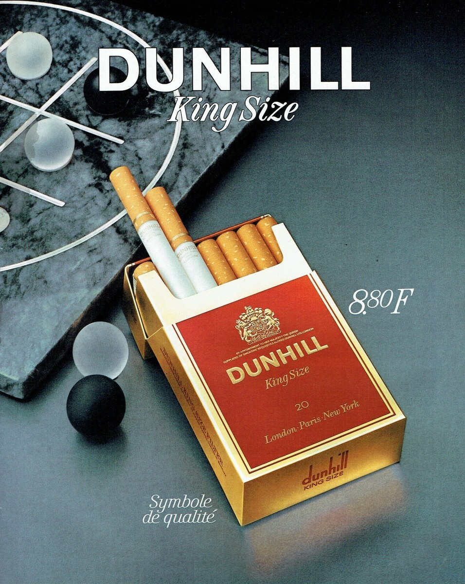 Publicité Advertising 049 1986 cigarettes Dunhill king size  