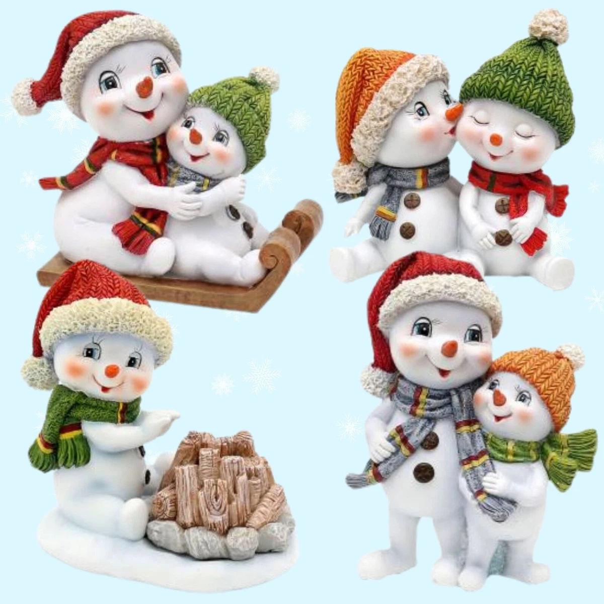 Weihnachtsfiguren Klein 3 Stück Schneemann Figuren Sitzend 11,5cm Weihnachten Deko Dekofigur Weihnachtsdeko Innen Figuren