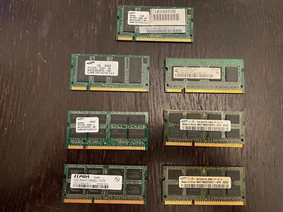 7 Stück 256MB 512MB 2GB SOD PC2 PC3 RAM Module Konvolut Samsung Qimonda Elpida