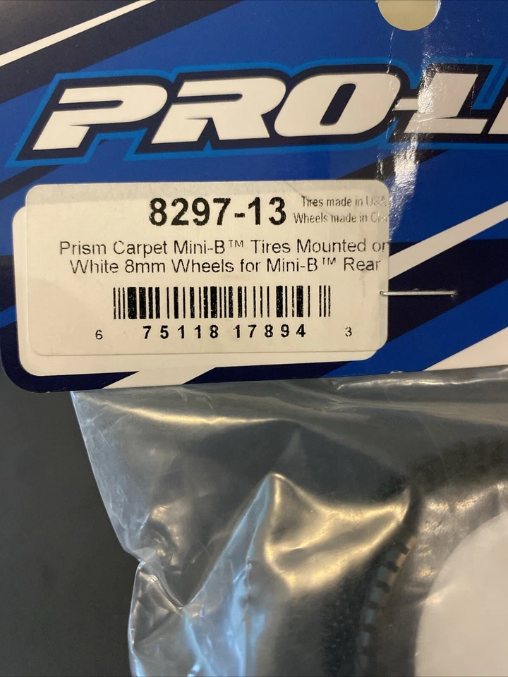 Pro Line 8297-13 Mini-B Rear Pre-Mounted Prism Carpet Tire (White) (2) (Z3) HH - Image 2 of 3