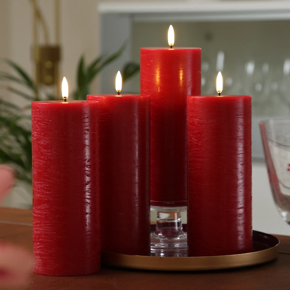 LED Kerzenset PIA Rustik-Optik Adventskerzen H:20cm mit Batterien/Fernb. 4er Set - Bild 3 von 4