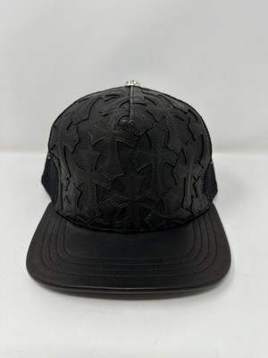 Chrome Hearts Leather Cross Cemetery Trucker Hat Flooded NEW 100 