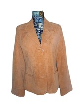 Chadwicks Of Boston Genuine Leather Suede Blazer Jacket Light Orange Sz S Nwt