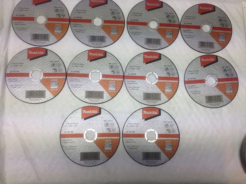 10 Makita Extra Thin Cutting Disk Inox Cut off Wheel 100 x 1 x 16mm centre hole