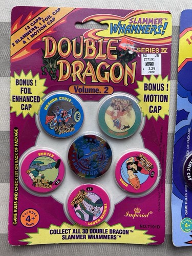 vtg 90s Slammer Whammers! Cosmic Caps Double Dragon Aliens POGS milk caps NOS - Picture 2 of 9