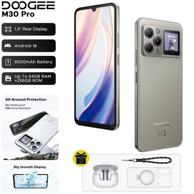 DOOGEE M30 PRO 4G LTE Smartphone Android 16 TWS Earbuds Dual Screen Outdoors NFC