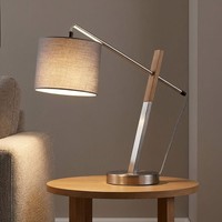 Luxus Schreib Tisch Lampe Schlaf GäSte Zimmer Beistell Textil Lese Leuchte Grau