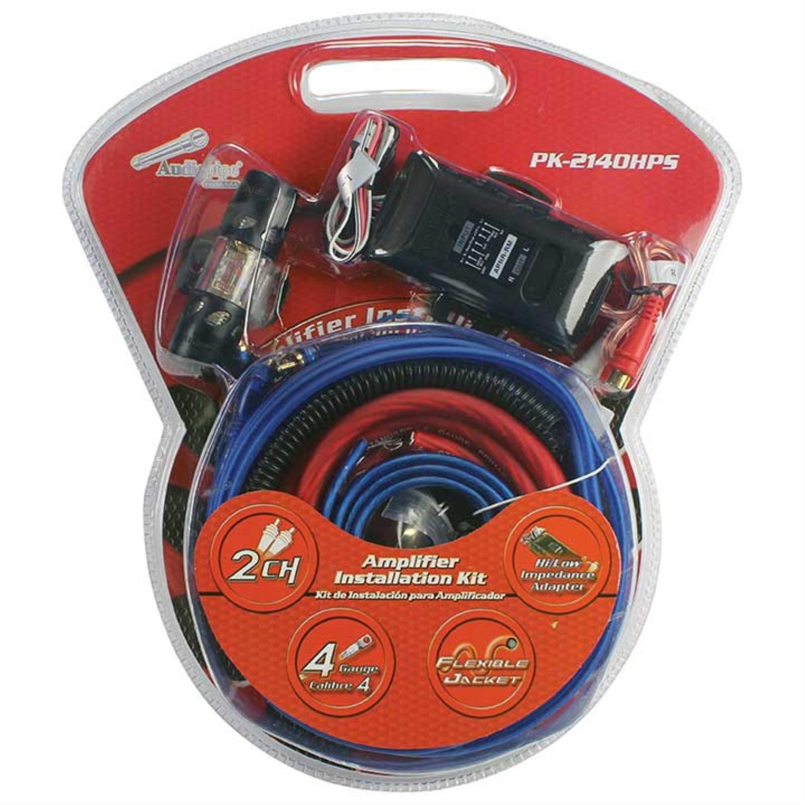 PK2140HPS Complete 4 Gauge Amp Kit With Line Out Converter