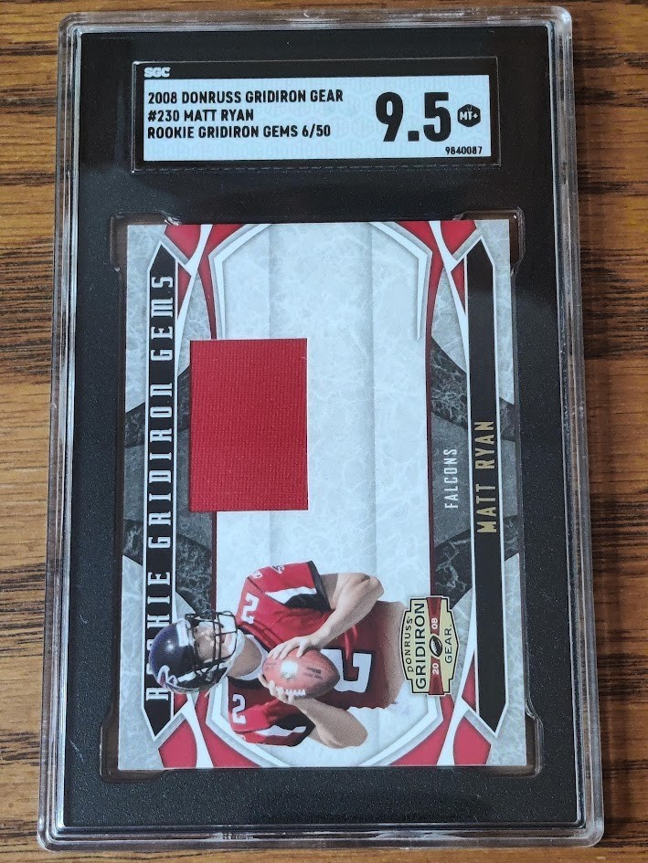 2008 Donruss Gridiron Gear MATT RYAN /50 Rookie Gridiron Gems Jersey RC #230 SGC