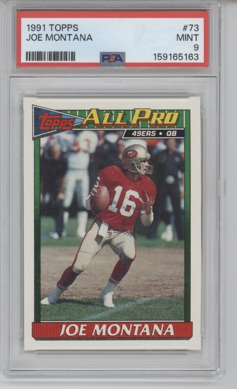 1991 Topps Football #73 Joe Montana Psa 9