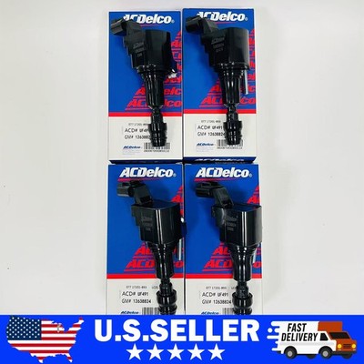 4X ACDelco UF491 Ignition Coil & Spark Plug Set – For 2005-2017 Chevy Equinox Saturn 2.4L, Plus Buick GMC Saab-401951