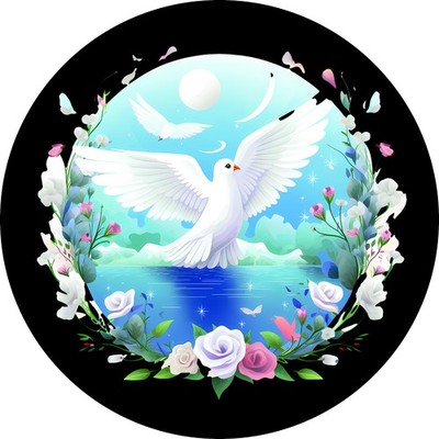 Dove playing in Water tire cover Access Any Size