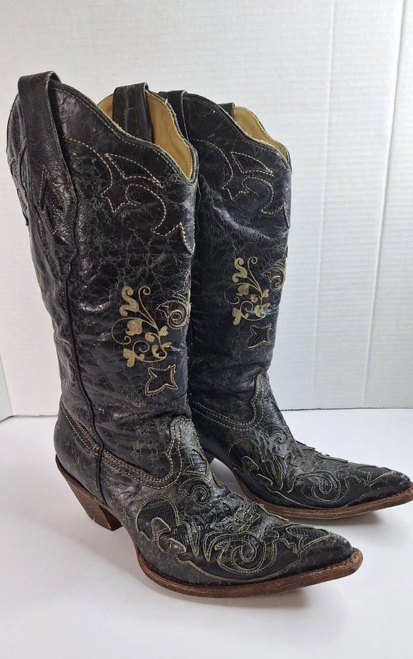 CORRAL Boots Women's Sz 9M Vintage Distressed Western Cowgirl Boho Chic Grunge - Image 2 of 4