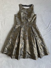 Eliza J Metallic Fit and Flare Jacquard Floral Sleeveless Dress Women’s Size 6