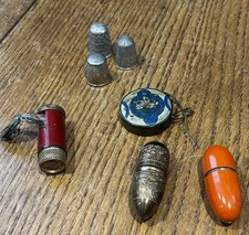 Vintage sewing Collectibles Collection Including 2 Solid Silver Thimbles