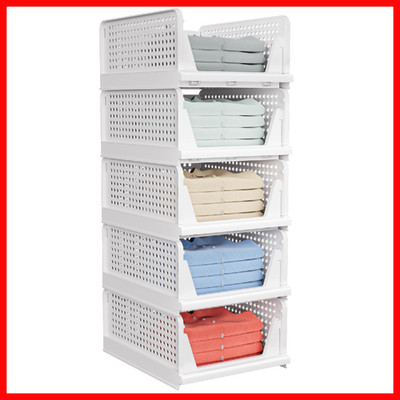 Caktraie 5 Pack Stackable Closet Storage Basket - Stackable Storage Bins