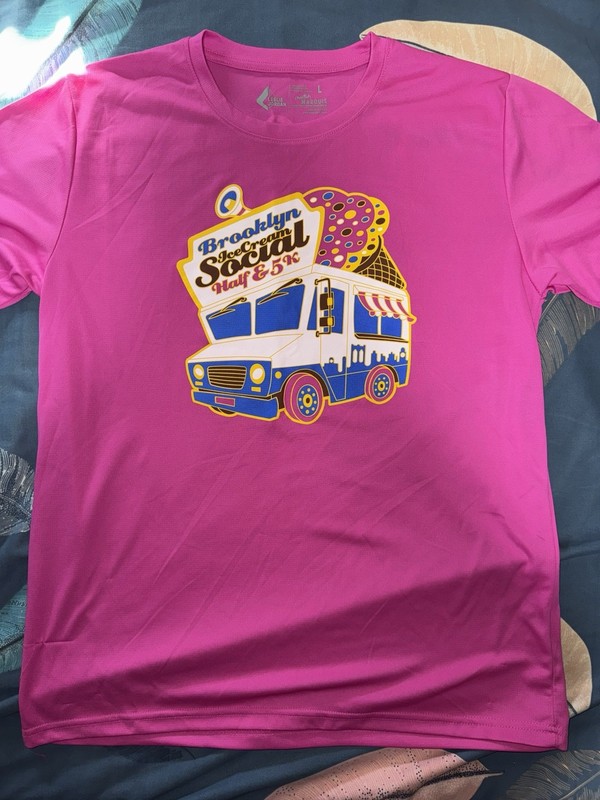 Brooklyn Ice Cream Social Half & 5K Run T-Shirt Pink Large Brand New York