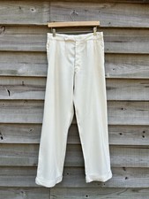 1950s British Side Tab Ivory Trousers Vintage Rockabilly 30x31