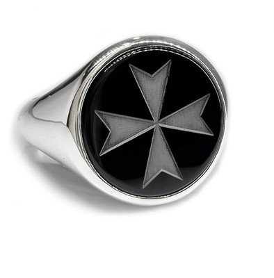Maltese Cross Ring - Onyx - Men - Women - Eight Pointed Cross
