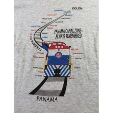Vintage 90s Panama Canal Zone Railroad Fruit of the Loom Shirt Large Made In USA