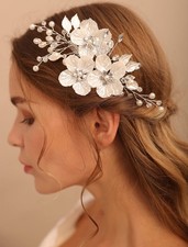 White Flower Hair Clip for Women Flower Rhinestone Wedding Hair Accessory 65288