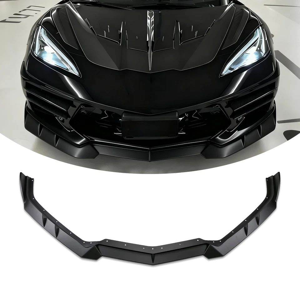 Divisor de labios de parachoques delantero estilo negro mate para Chevrolet Corvette C8 2020-2025 Foto 3 de 4