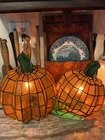 Stained Glass Tiffany Style Halloween Double Pumpkin Vintage Tested Works