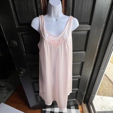 NOS Vintage Lorraine Nightgown Medium Pink Nylon Tricot Made in USA w/ Hang Tag