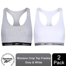 Image of Reebok Women's 2 Multi-Pack Frankie Crop Top, White & Grey, Small