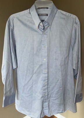 Van Heusen light blue and white pinstriped button-down shirt 17.5 Neck 32/33