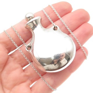 TIFFANY & CO. Elsa Peretti Sterling Vintage Perfume Bottle w/ Lid Necklace 28"
