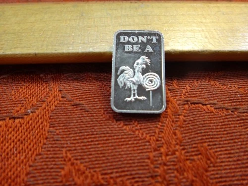 Rooster One Tenth 1/10 Oz .999 Silver Bullion Bar - No Reserve - Free S&H USA