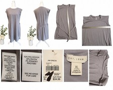 EST. 1946 Women's XL Gray Sleeveless Knit Belted Shift Sheath Dress NWT