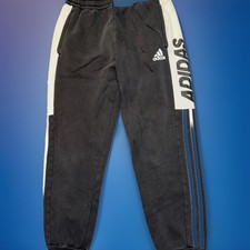Adidas Size M Black And White Sweatpants With Spell Out On The Side  
