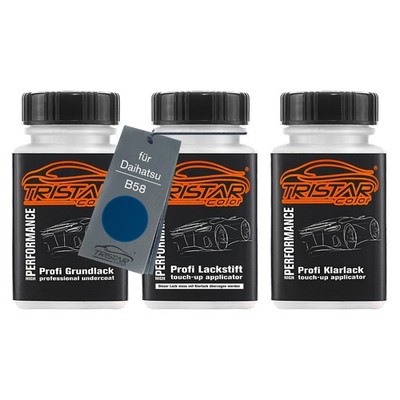 Autolack Lackstift Set für Daihatsu B58 Blue Perl Metallic Grund Basis Klarlack