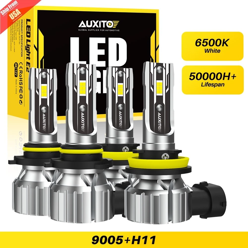 AUXITO 9005 H11 LED Headlight Bulbs High Low Beam 100W 88000LM 6500K White 4x