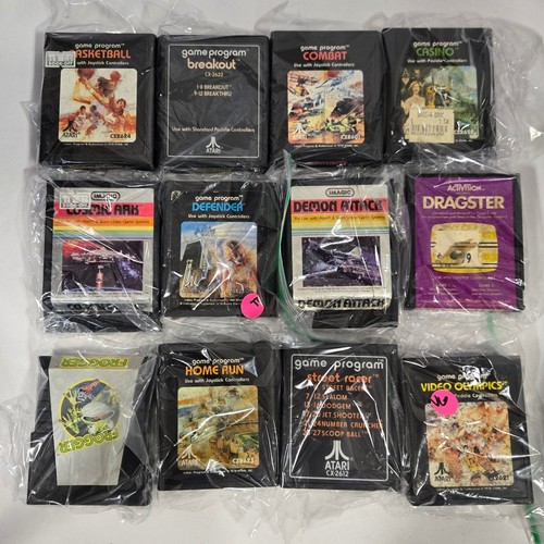 Atari 2600 12 Game Lot Vintage Video Game Cartridges Fogger Demon Attack ++