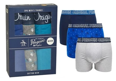 Original Penguin Mens Underwear 3 Pack Trunks Assorted Boxer Soft Cotton Stretch
