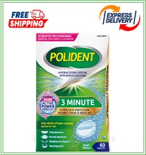 Polident 3 Minute Antibacterial Dental Appliance Cleanser Tablets, 60 Count