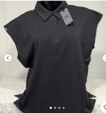 NWT 2 LOT SET FIGS WOMEN TECHNICAL PIQUE ELLA SCRUB POLO SHIRT - BLACK - Size: M
