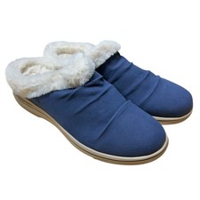 Clarks Cloudsteppers Faux Fur Clogs Navy Marine Women's Size 10M New In Box