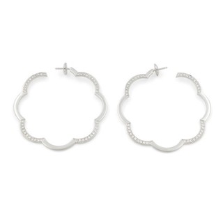 Chanel Profil de Camelia 18k Gold Round 1.30ctw Diamond Hoop Earrings #J272617 1