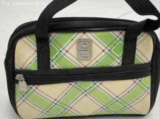 Nintendo DS Green Beige Plaid Pocket Shoulder Straps Zipper Carrying Case