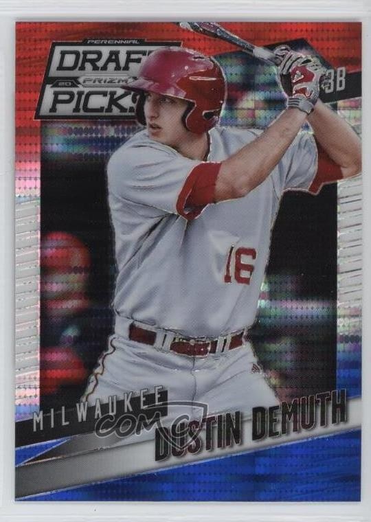 2014 Prizm Perennial Draft Picks Red White & Blue Pulsar Dustin DeMuth #52 11cz