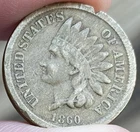 1860 INDIAN HEAD Cent - United States CIVIL WAR Era 1 Penny - POINTED BUST - L41